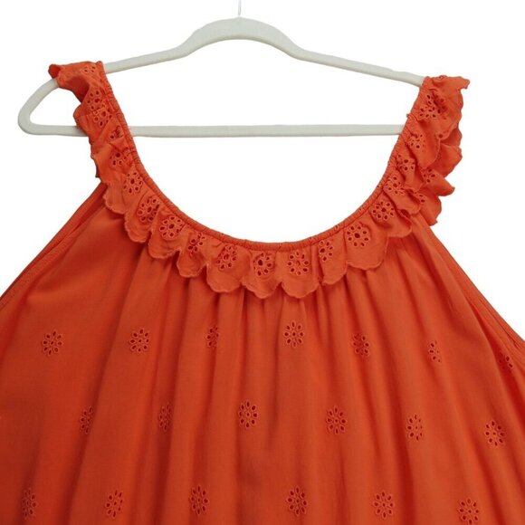 TORRID Women's Orange Eyelet Ruffle Tie Front Tank Top Size 5/5x - Picture 6 of 10